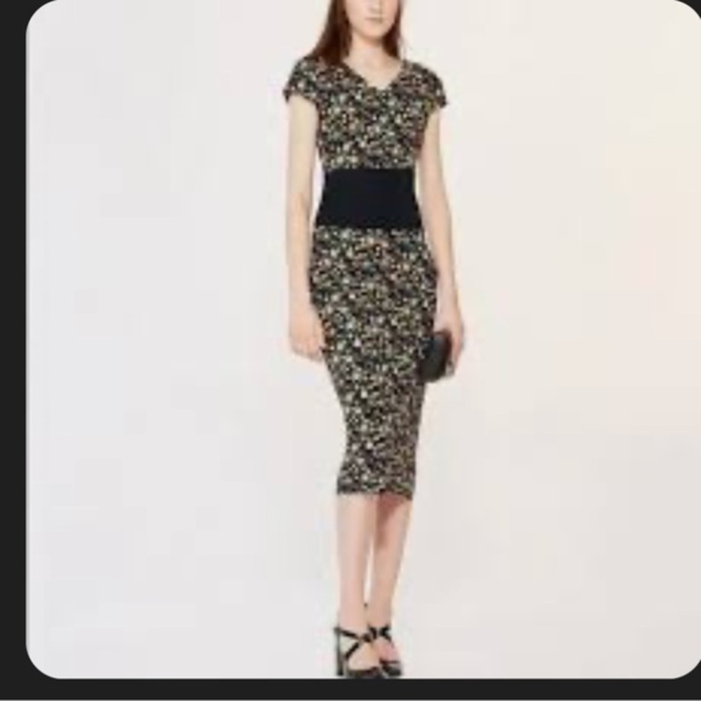 Tory Burch floral Juillet viscose side tip up sleeveless stunning dress size M